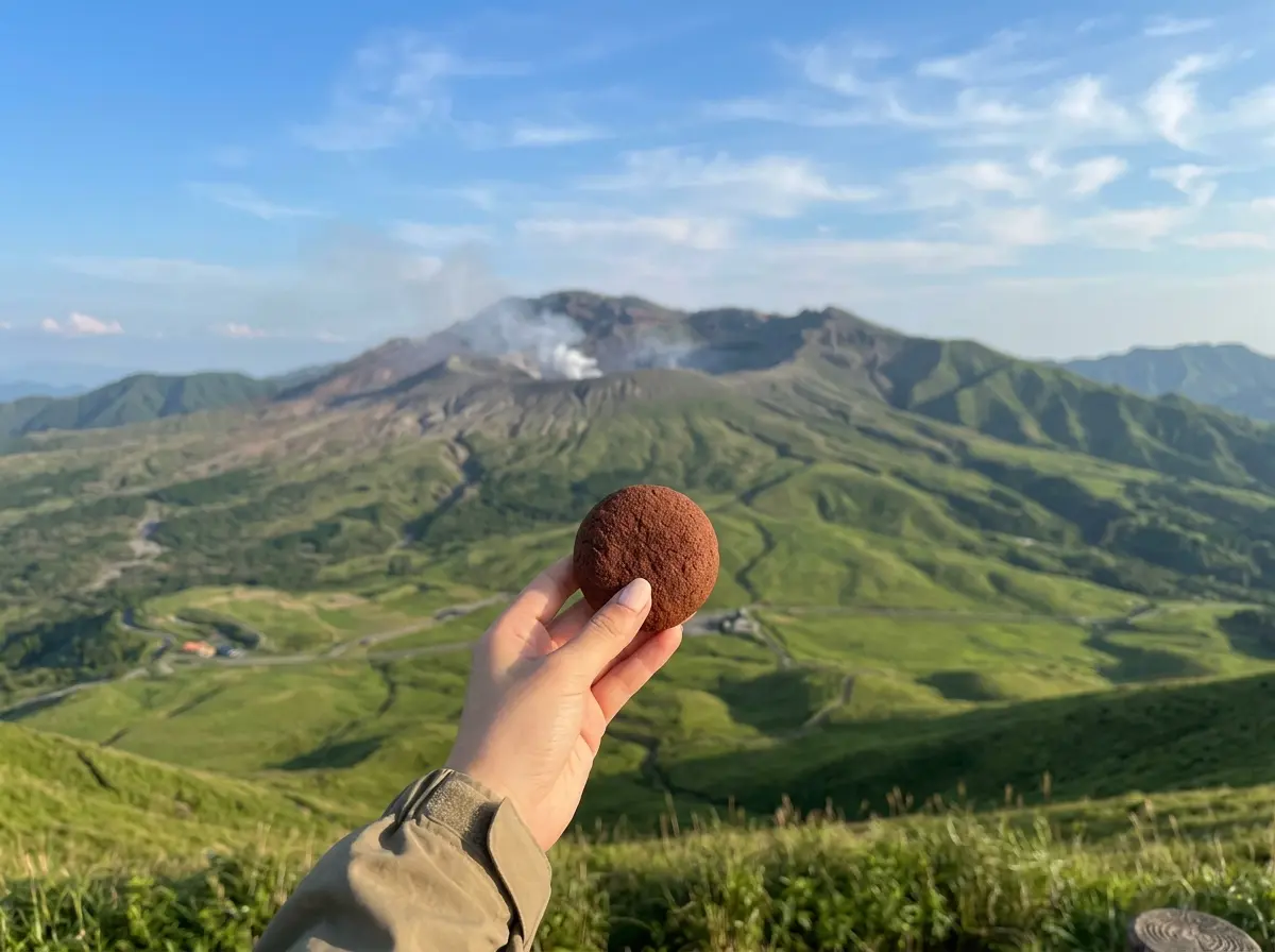 阿蘇の自然を背景に持つ生チョコクッキー